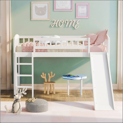 Twin Size Loft Bed With Slide And Ladder