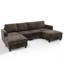 Canapé modulaire en chenille de 110 po avec porte-gobelets robustes, canapé modulaire en forme de U avec repose-pieds flexible pour le salon, un appartement-561191668