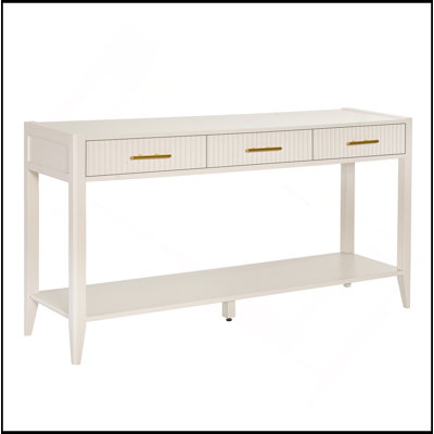 60" Painted Console Table With 3 Drawers,Wooden Entryway Table With Storage Shelf, Farmhouse Sofa Table For Living Room, Hallway,Entryway, Foyer, Corridor(Beige)
