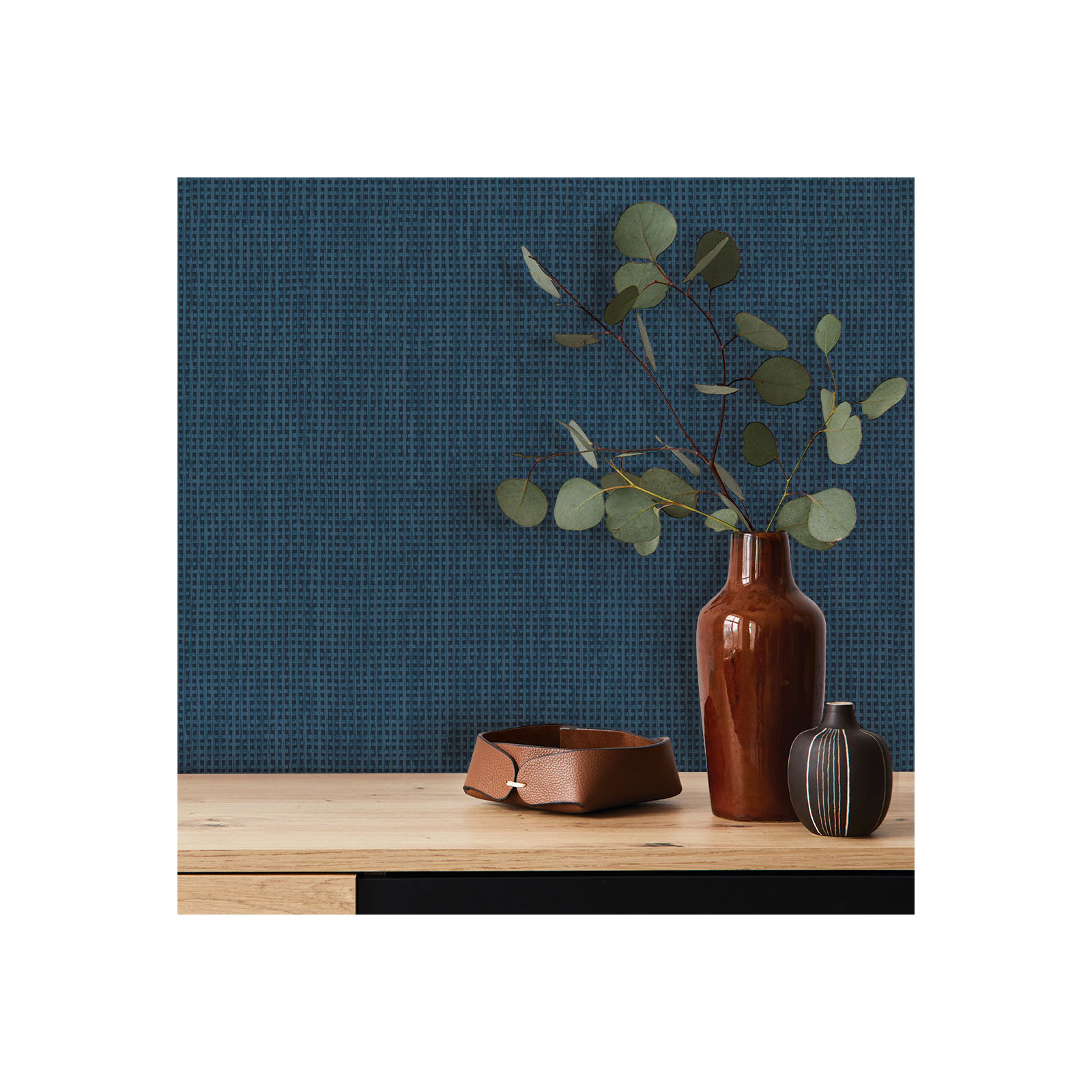 Faux Textured Rattan Peel and Stick Wallpaper, Blue