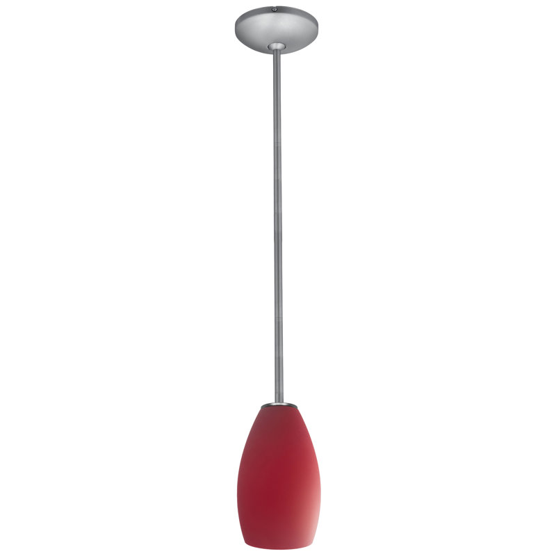 Luminaire suspendu à 1 lumière Carballo, Acier brossé, Rouge
