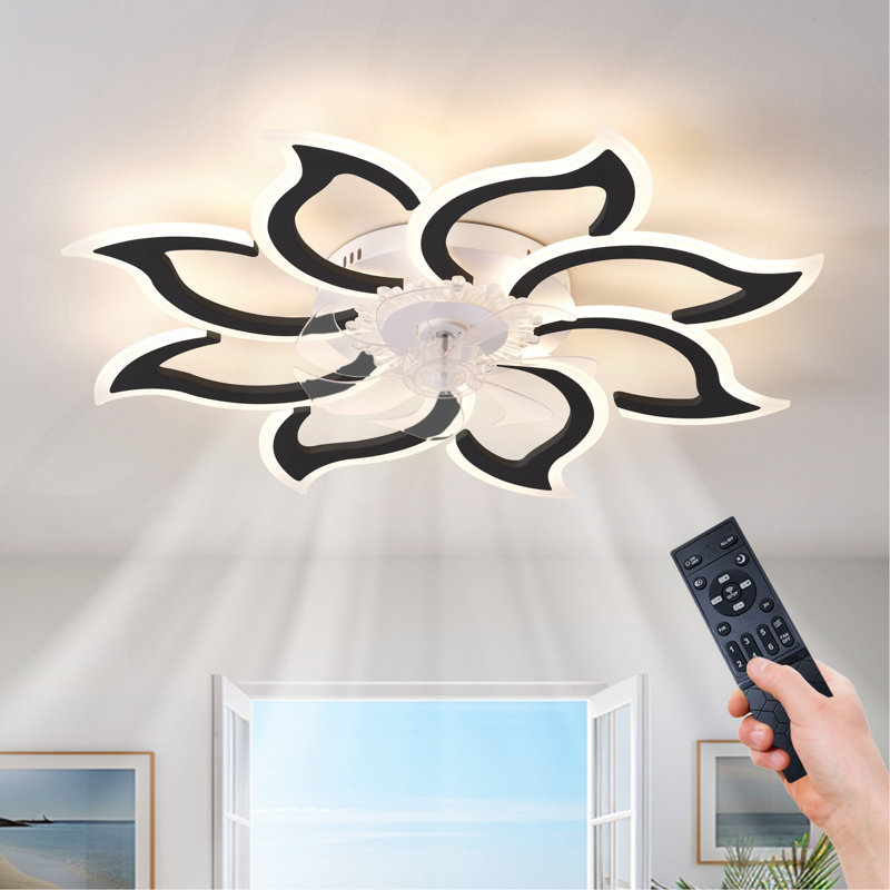 Ventilateur de plafond noir 37 po avec lumières, télécommande 3 températures de couleur, ventilateur à 6 vitesses