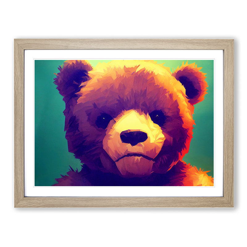 Teddy Bear - Single Picture Frame Print, 34cm H x 46cm W, Beige