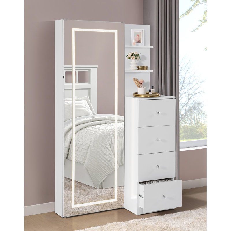 Miroir de plancher blanc avec rangement Picket House Furnishings Alberta
