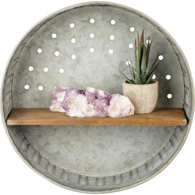 Distressed Wall Shelf, Metal And Wood