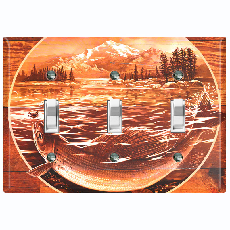 Plaque murale 3 bandes trophy pêche