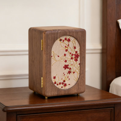 Black Walnut Wooden Jewelry Box - 5 Drawers Large Jewelry Organizer With Delicate Floral Pattern For Women, Side Door Space For Necklace, Jewelry For Bracelet, Earing, Rings, Gifts For Her