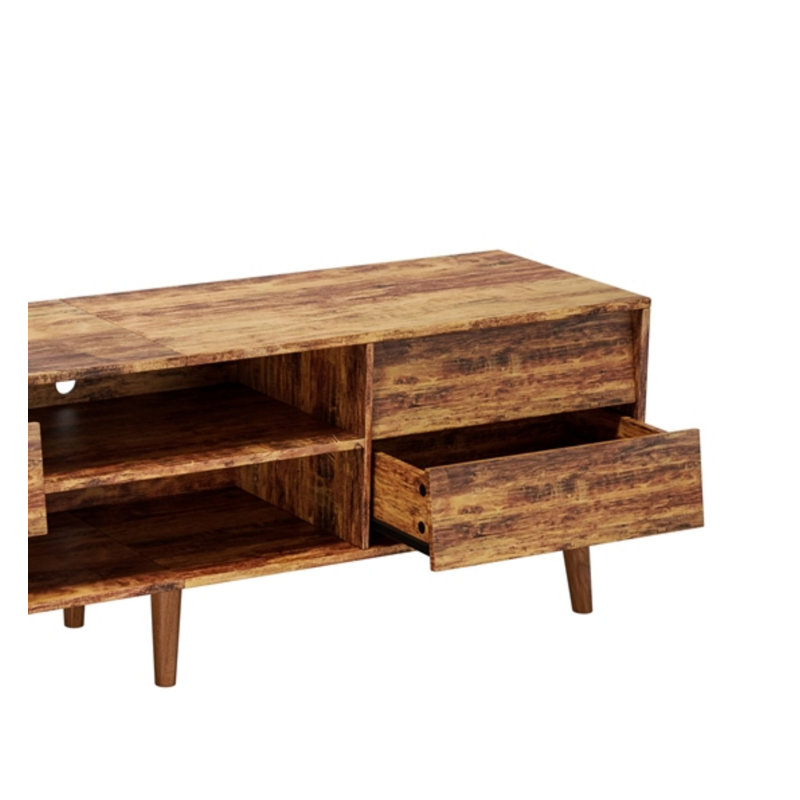Meuble télé avec 2 tablettes et 4 tiroirs, pour téléviseur de 60 po, Brun