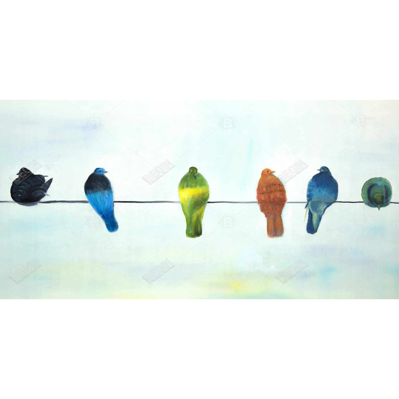 Perched abstract birds - 15.75"x31.50" Desk mat