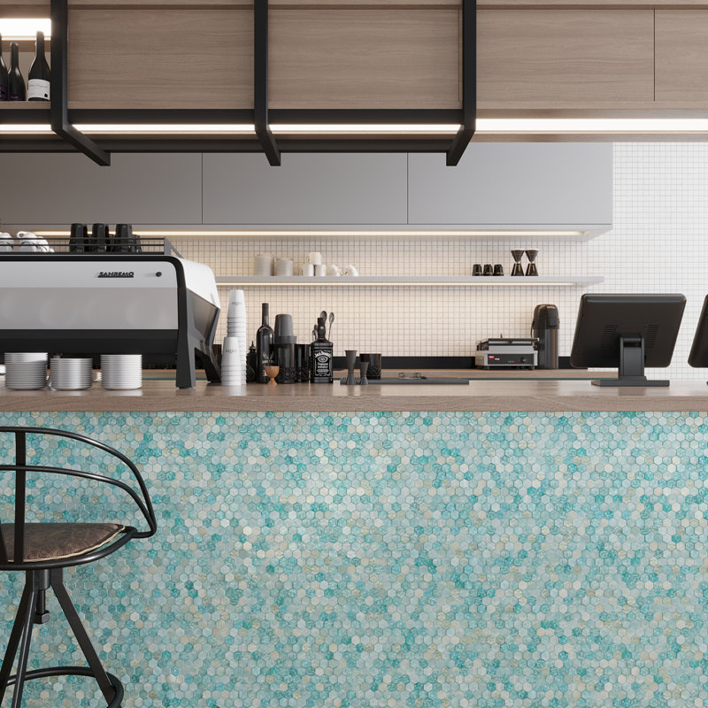 Verre 11.7 In. X 11.8 In. Glass Mosaic Wall And Floor Tile (9.6 Sq Ft/Case) - 10 Pack, Aqua