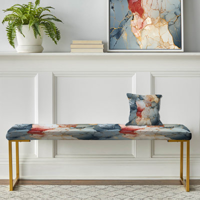 Urban Nature Marble Pattern - Marble Upholstered Gold Bench