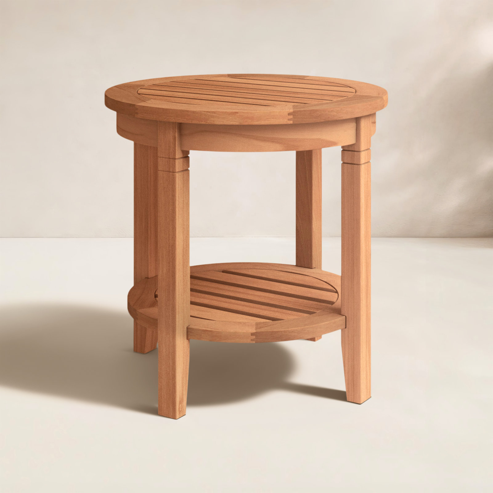 Colden Teak Outdoor Side Table, Natural Teak, 18"