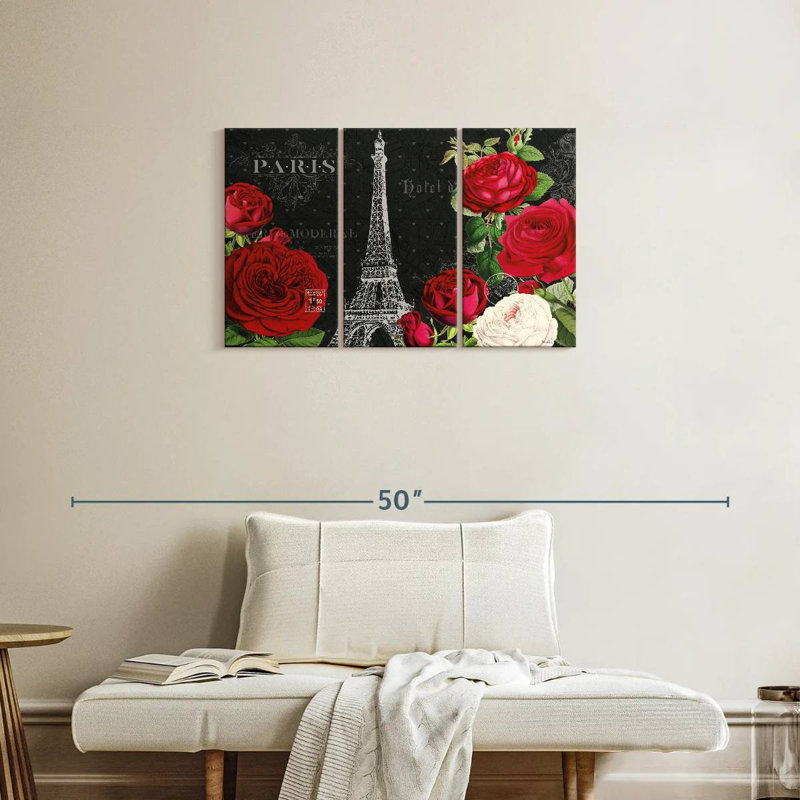Lilie rouge Paris I noir, H 20 po x l 33 po