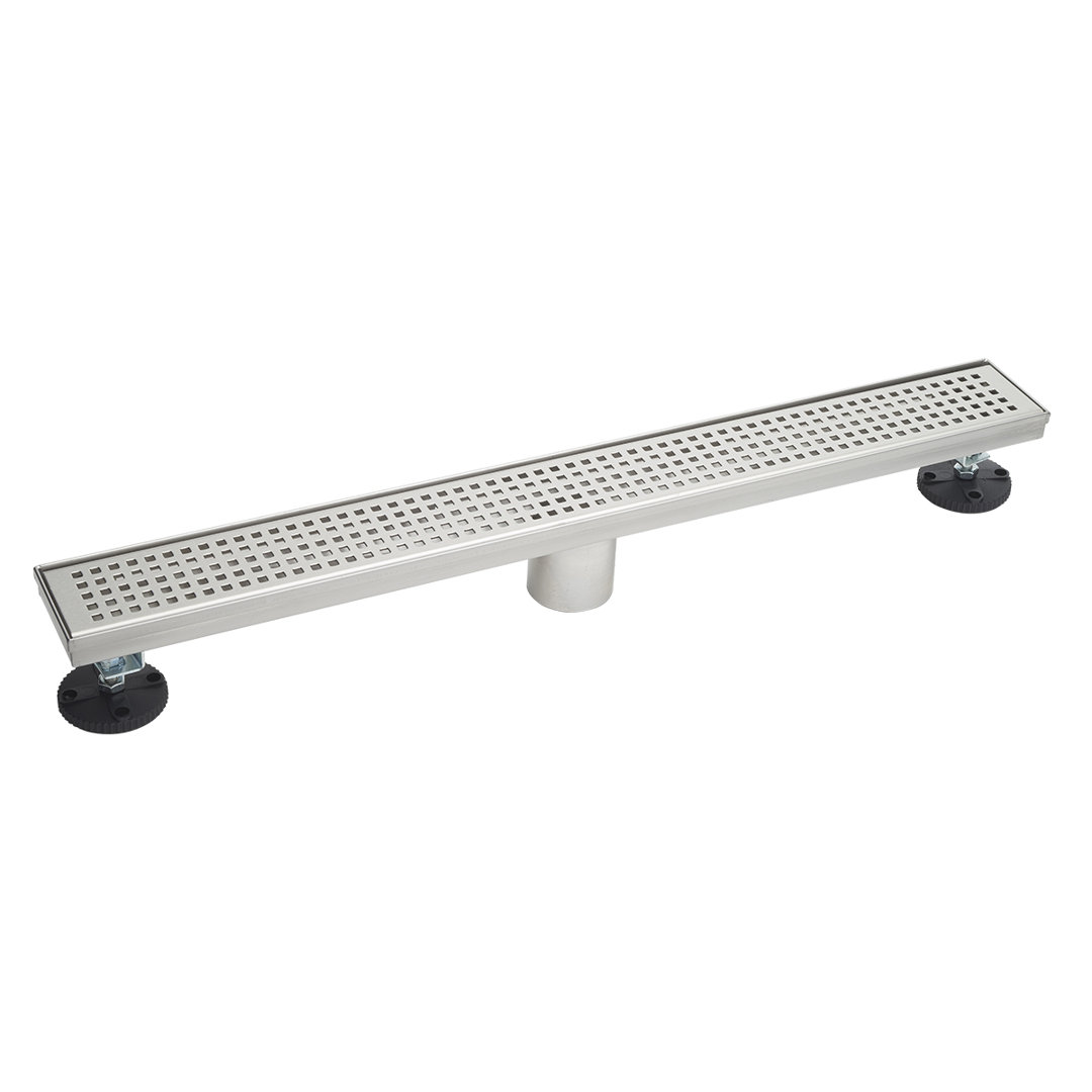 36" Linear Shower Drain with Compact Grid Pattern Grate BK Products 
