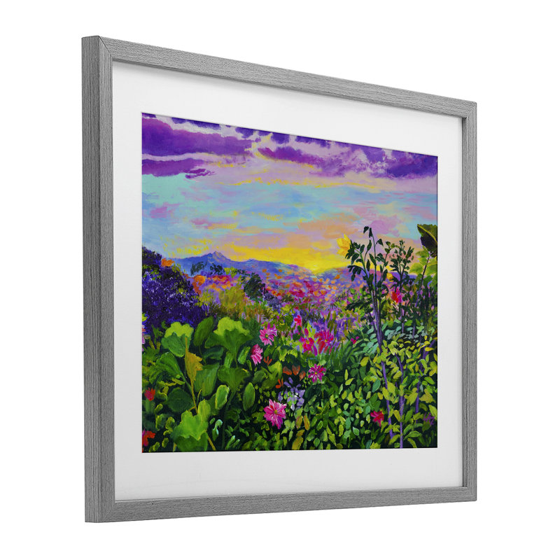 Impression encadrée sous verre Highland Flora Overmir, conception par Lee Ann Zirbes, Cadre de ferme gris, H 13 po x l 16 po