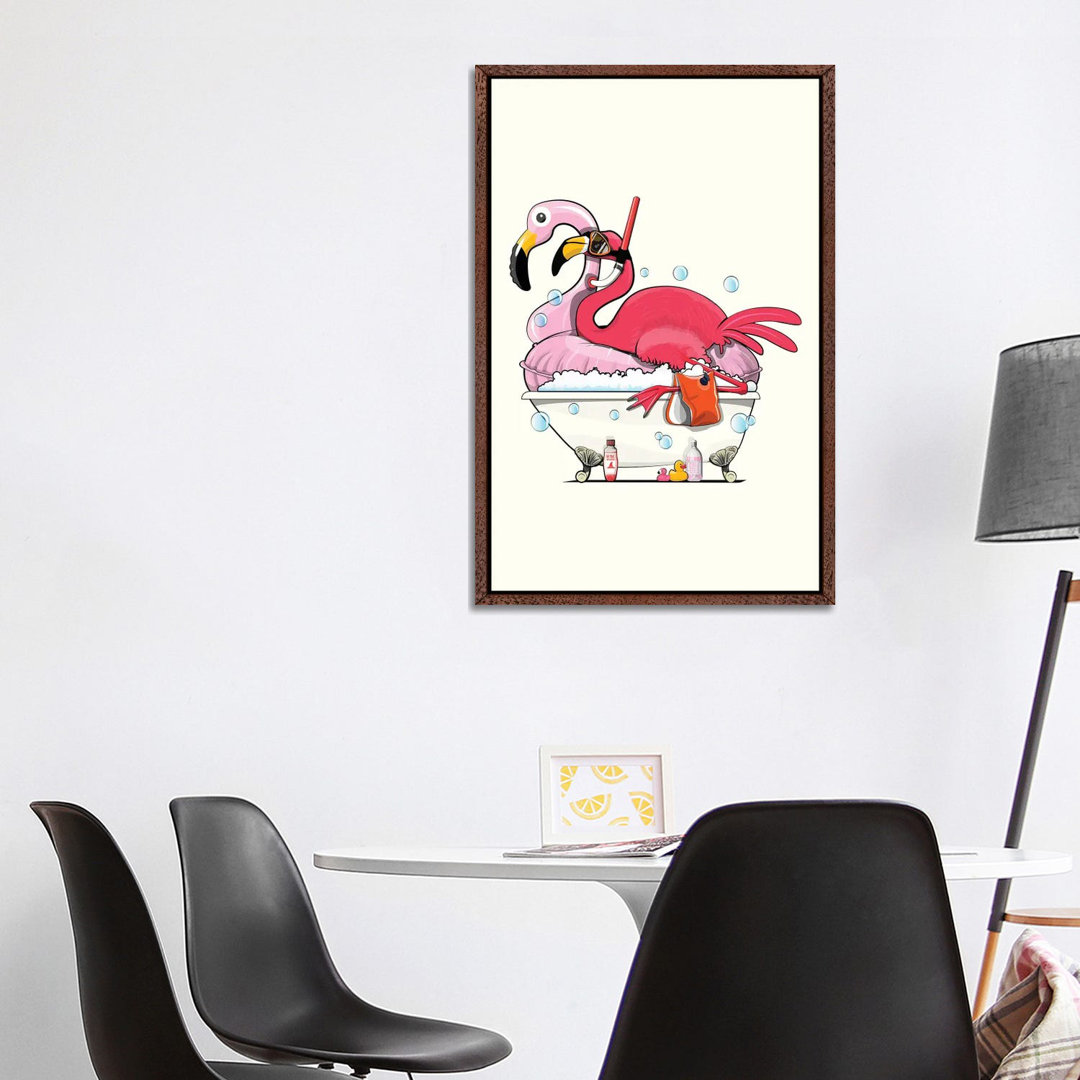 Flamingo in der Badewanne von WyattDesign - Galerie-verpackte Leinwand Giclée