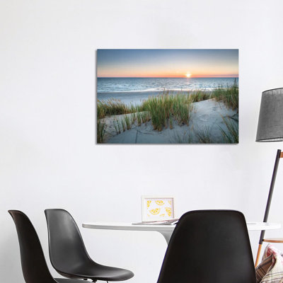 Sunset On The Dune Beach by Jan Becke - Wrapped Canvas Print