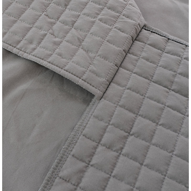  Grid Quilted Microfiber Bed Skirt with 14" Drop, Queen, Gray