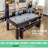Gosports 7 Ft 3-in-1 Multi Game Pool Table Set with Dining, and Table Tennis Game Includes Bench - Dark Oak-114221581