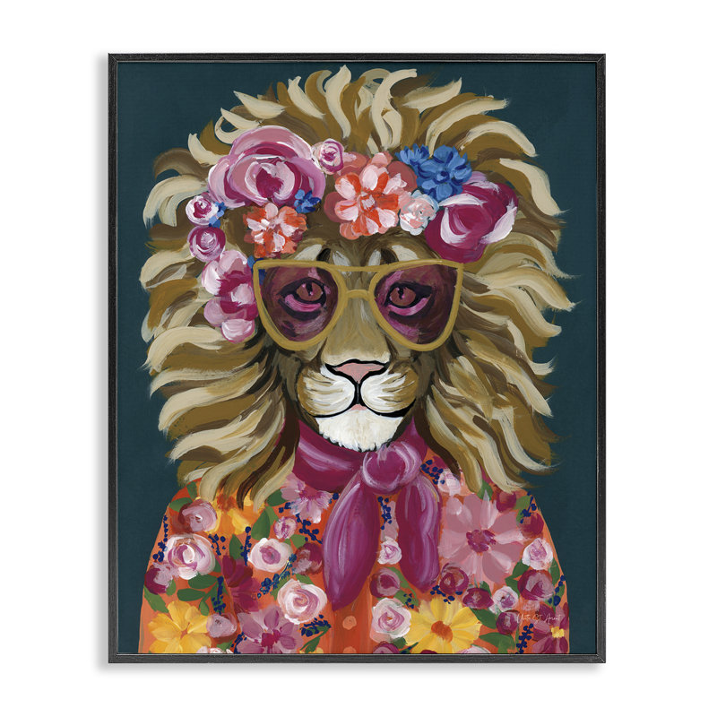  «Miami Living Lion», estampe numérique par Yvette St. Amant, H 14 po x l 11 po, Giclée encadrée noir minuit