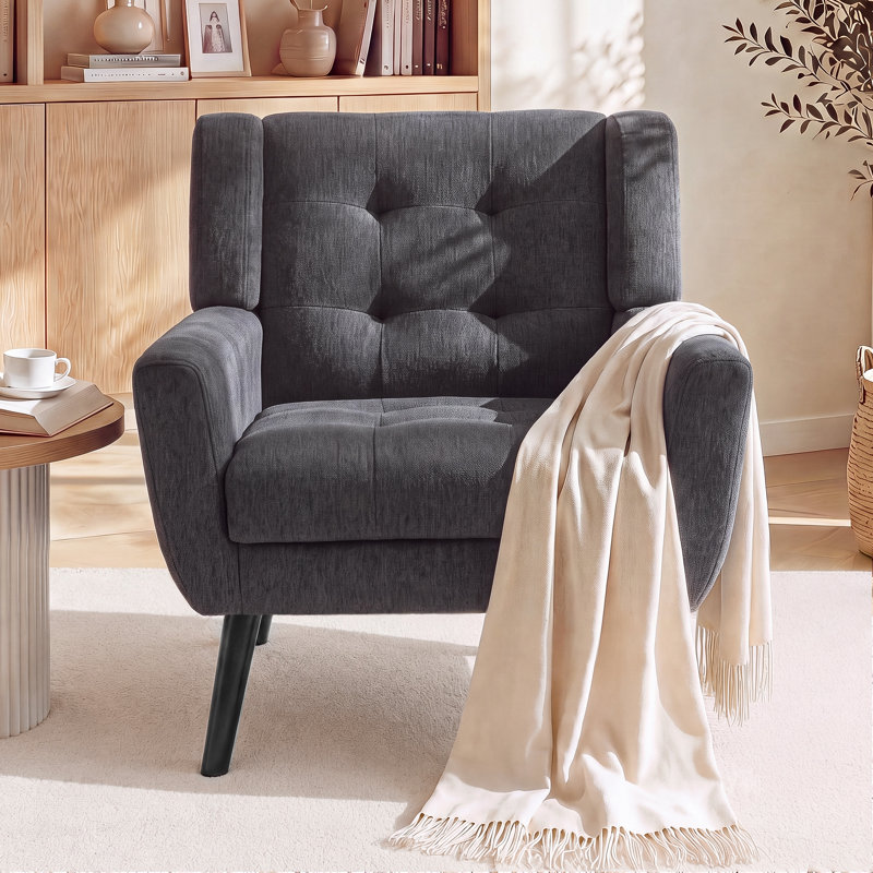 Fauteuil d'appoint Bolanle, Lin gris foncé