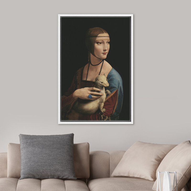 «Lady Ermine Classic Portrait», Cadre flottant blanc, H 24 po x l 16 po