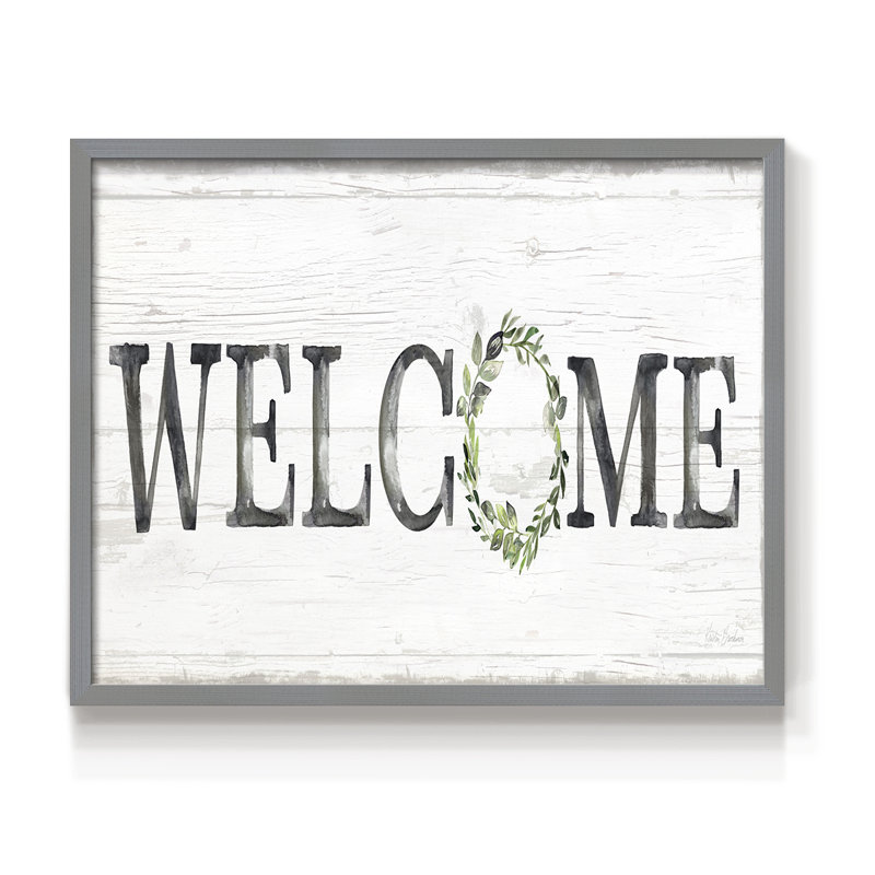Welcome Wreath -Framed Print - Restickable, H 8 po x l 10 po, Gris