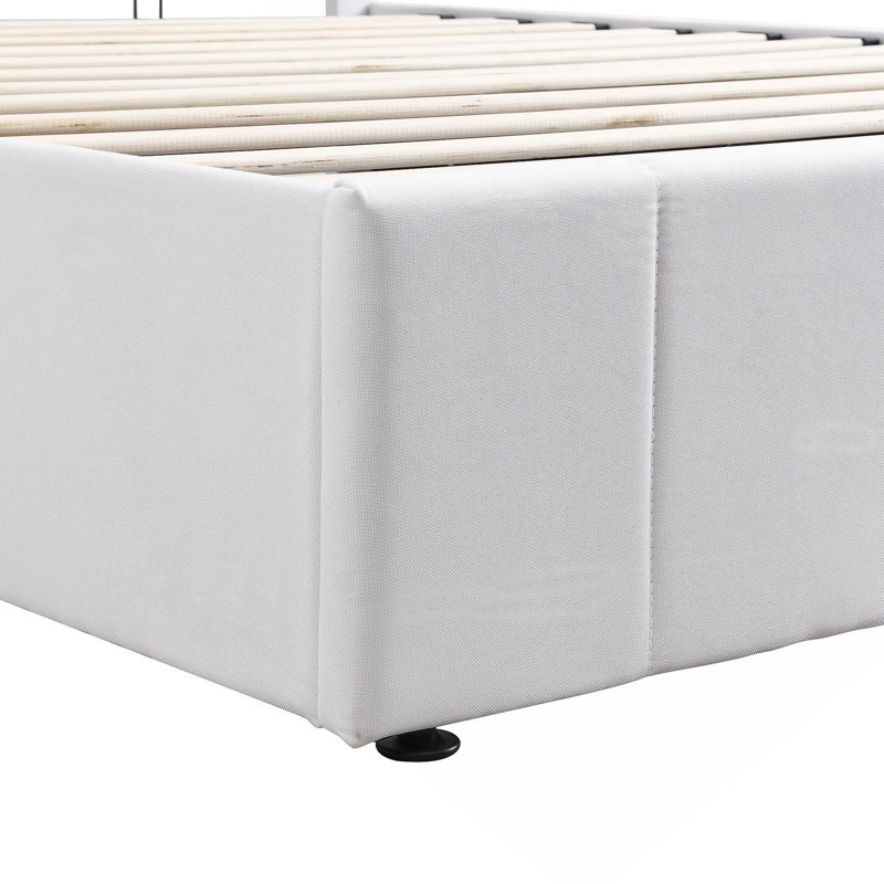 Moorefield Upholstered Bed Frame, White, Queen