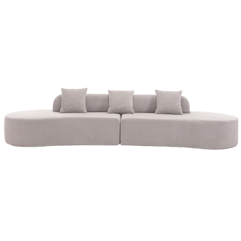 Canapé contemporain courbé avec tissu éponge, offrant un confort et un soutien inégalés pour les moments de détente., Gris