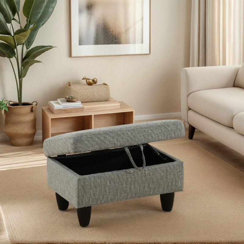 Flannel Storage Ottoman Living Room, Grey