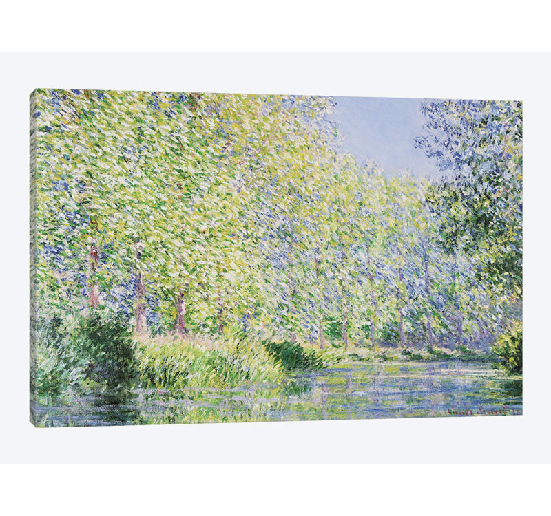 « the epte river near giverny » par claude monet, impression sur toile, H 24 po x l 32 po x P 1 po, Papier d'art encadré noir