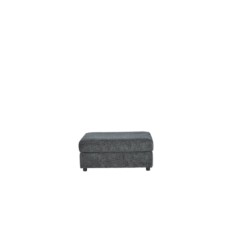 Repose-pieds standard carré de 38 po Aubriyana, Mélange de polyester gris foncé