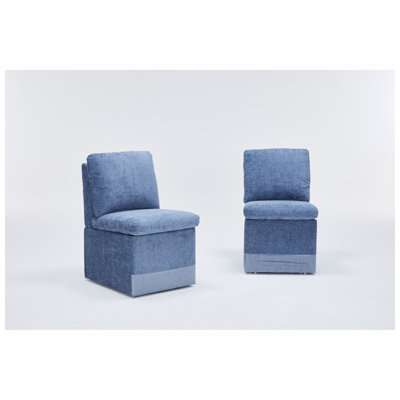 Bazaar Hub 25.6" W x 19.3" D x 36.2" H Linen Upholstered Under-Seat Storage Armless Dining Chair (Set of 2)