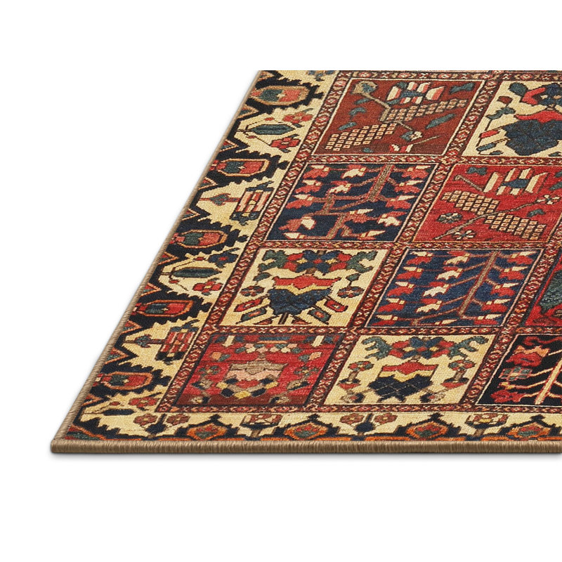Tapis brun / beige / bleu, Rectangle 5 pi x 7 pi
