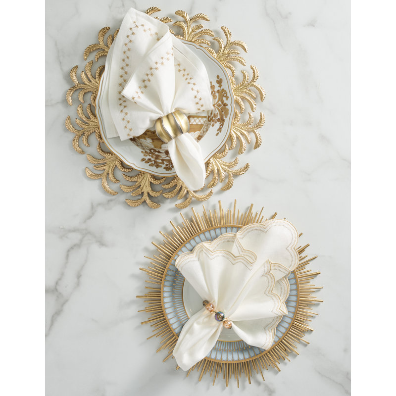 Lune Napkin, White/Gold/Silver