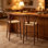 Tabourets de bar en forme de Y Mid-Century à dossier en Y, structure en métal incurvée avec siège en corde de papier tissé à la main, chaises de bar sans accoudoirs à hauteur de comptoir pour îlot de cuisine et bar pour la maison