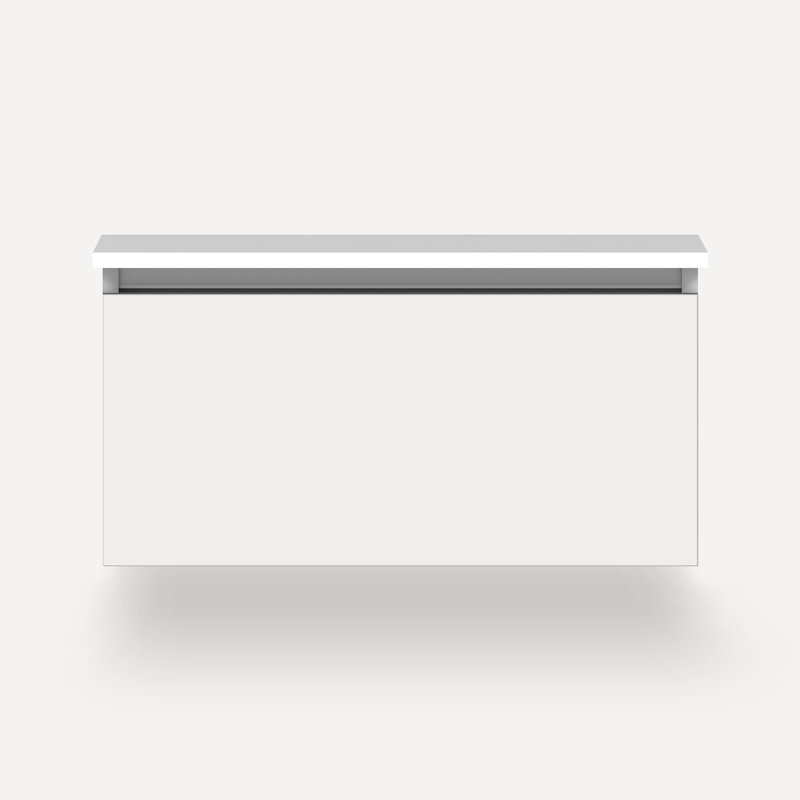 Cartesian Vanity 30" W (3 Drawers), Satin White, Lava Black