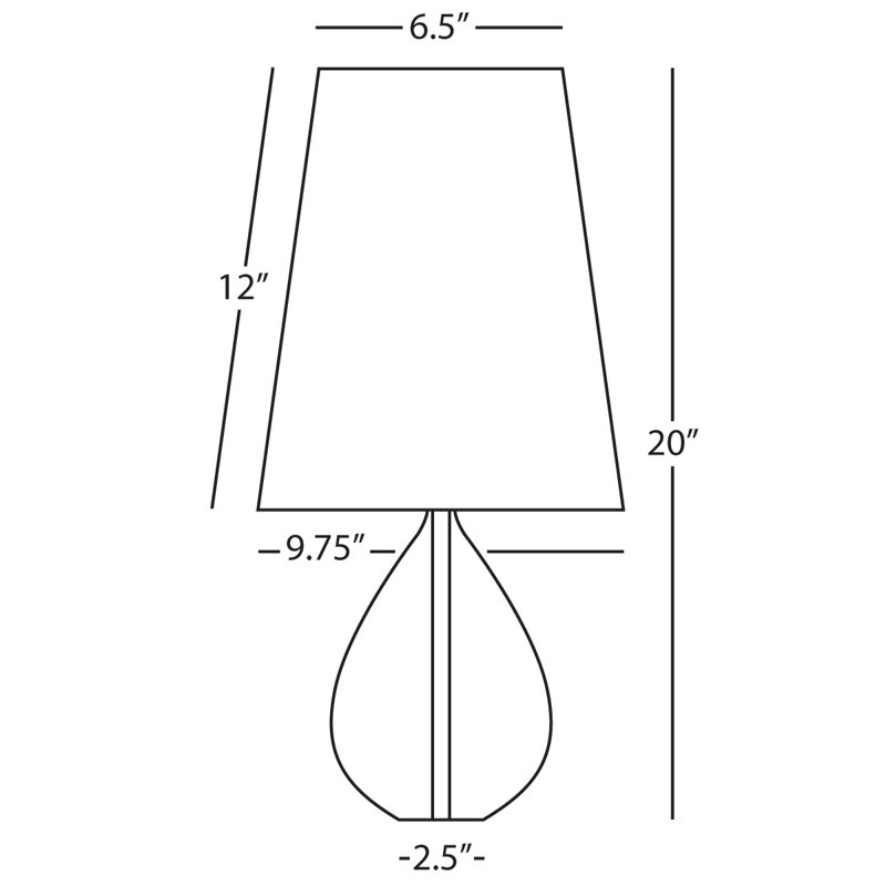 Oyster Gray Crystal Teardrop Table Lamp with Cotton Shade