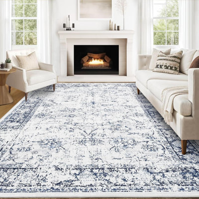 Washable Runner Rug, Non-Slip, Vintage Floor Carpet, Low Pile, Distressed Pearl Velvet, Foldable, Soft, Bathroom, Laundry, Entryway.