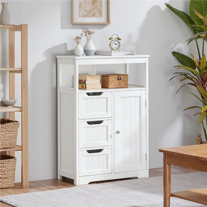 Armoire de salle de bain autoportante l 22 po x H 34,1 po x P 11,5 po Brigit, H 34,1 po x l 22 po x P 12 po, Blanc