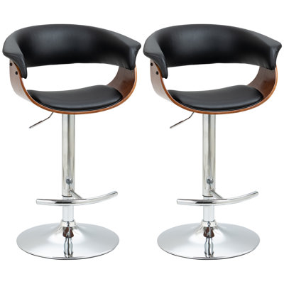Ensemble de 2 tabourets de bar à hauteur de comptoir Corrigan Studio®, tabourets de bar pivotants à hauteur réglable avec repose-pieds, chaises de bar en polyuréthane, noir