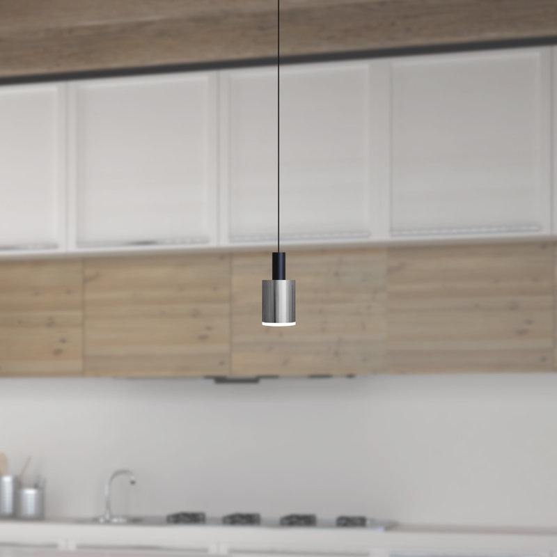 Luminaire suspendu tambour 1 lumière DEL Essoura, Noir / nickel