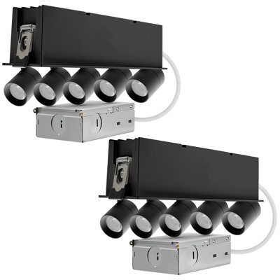 Projecteur encastré à 5 têtes DEL LUXRITE réglable, 5CCT, CRI90, 15W, tête réglable 1000LM, rotation 355 ° et inclinaison 80 °, intensité variable, classé ETL, noir