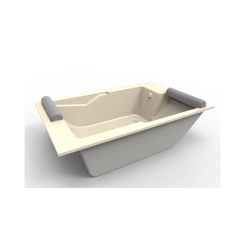 Ashley 72'' L Soaking Bathtub, Biscuit, Satin Nickel