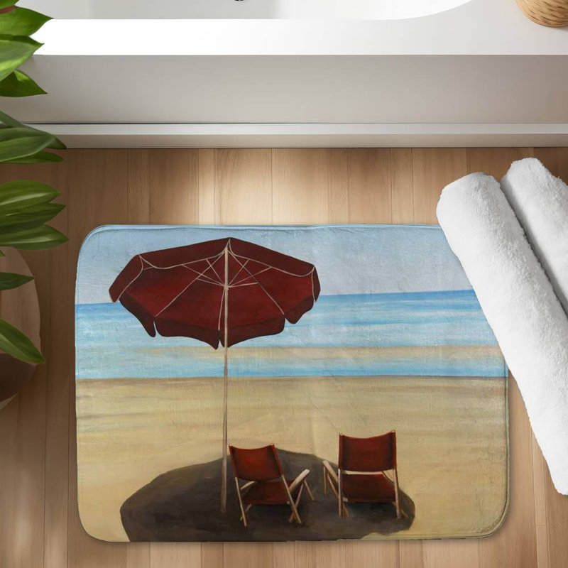Relax at the beach Bath Mat with Non-Slip Backing - Quick Dry Memory Foam Bathroom Rug - Absorbent - Modern Plush Spa-Style - Machine Washable