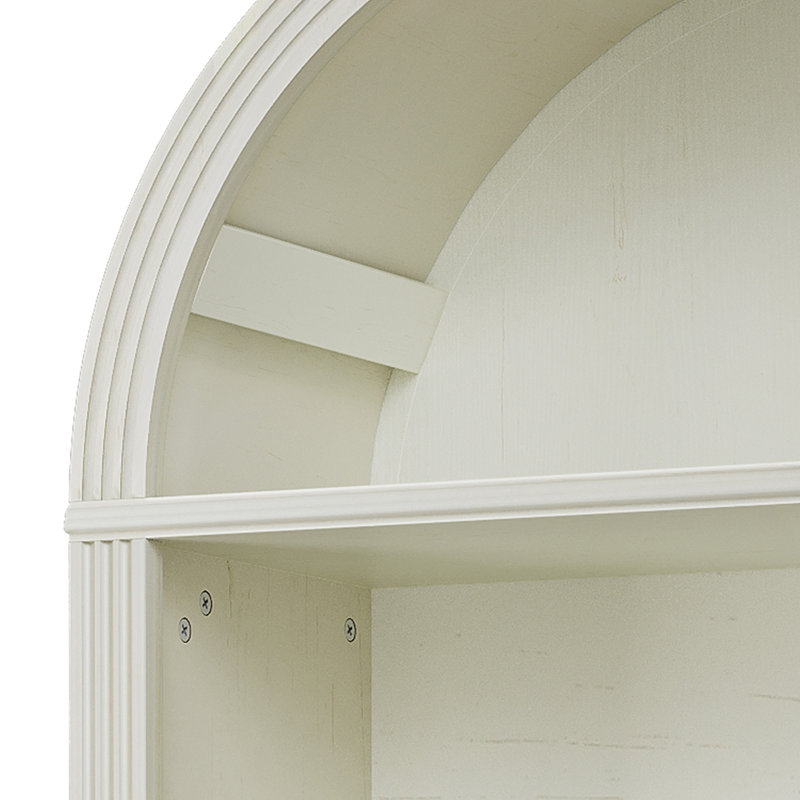 68.5'' H 5 Tiers Arched Wooden Bookshelf With Adjustable Shelves, White