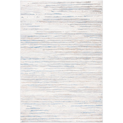 Minkley Striped Gray/Blue/Ivory Area Rug
