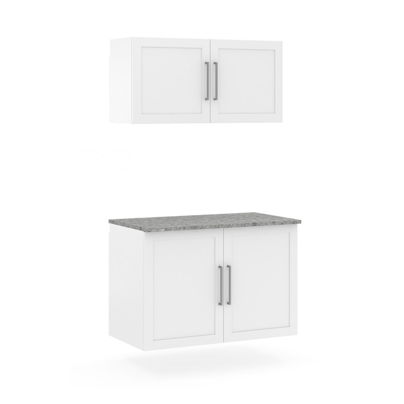 Garage Core Upper Cabinet, Base Cabinet, Doors, & Top In White