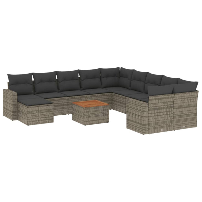  Ensemble de canapé de jardin gris, gris foncé, Gris, Gris foncé