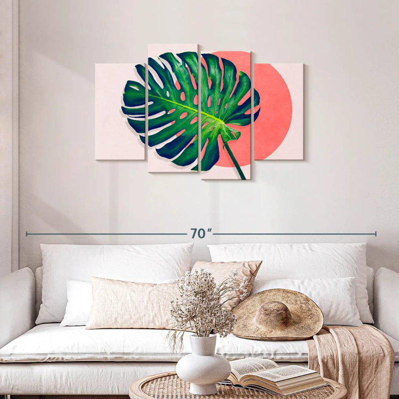 4 pièces Monstera Paradise, H 27 po x l 43 po x P 1,25 po